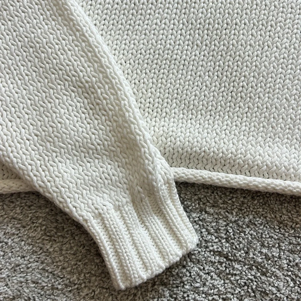Women's Small Cropped White Sweater - Picture 3 of 3